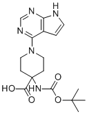 structure of CAS# 956460-96-1, 4-((叔丁氧羰基)氨基)-1-(7H-吡咯并[2,3-d]嘧啶-4-基)哌啶-4-羧酸