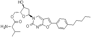CAS 登录号：956483-02-6, 3-(2-脱氧-beta-D-赤式-呋喃戊糖基)-6-(4-戊基苯基)呋喃并[2,3-d]嘧啶-2(3H)-酮 5'-L-缬氨酸酯
