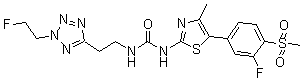 structure of CAS# 957209-68-6, N-[2-[2-(2-氟乙基)-2H-四唑-5-基]乙基]-N'-[5-[3-氟-4-(甲基磺酰基)苯基]-4-甲基-2-噻唑基]脲