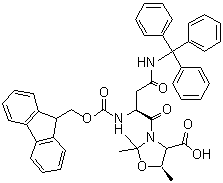 structure of CAS# 957780-59-5, (5R)-3-[(2S)-2-[[芴甲氧羰基]氨基]-1,4-二氧代-4-[(三苯基甲基)氨基]丁基]-2,2,5-三甲基-4-恶唑烷羧酸