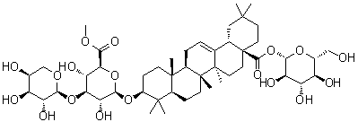 CAS # 95851-50-6, Momordin IIa, (3beta)-28-(beta-D-Glucopyranosyloxy)-28-oxoolean-12-en-3-yl 3-O-alpha-L-arabinopyranosyl-beta-D-glucopyranosiduronic acid methyl ester