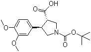 structure of CAS# 959580-91-7, (3S,4R)-1-Boc-4-(3,4-dimethoxyphenyl)pyrrolidine-3-carboxylic acid