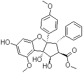 CAS # 960365-65-5, Silvestrol aglycone, (1R,2R,3S,3aR,8bS)-2,3,3a,8b-Tetrahydro-1,6,8b-trihydroxy-8-methoxy-3a-(4-methoxyphenyl)-3-phenyl-1H-cyclopenta[b]benzofuran-2-carboxylic acid methyl ester