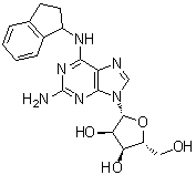 structure of CAS# 96323-22-7, 2-Amino-N-(2,3-dihydro-1H-inden-1-yl)adenosine