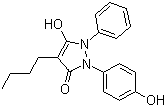 CAS # 975-18-8, 4-Butyl-3-hydroxy-1-(4-hydroxyphenyl)-2-phenyl-3-pyrazolin-5-one