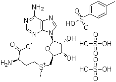 CAS # 97540-22-2, Ademetionine disulfate tosylate, S-Adenosyl-L-methionine disulfate tosylate, 5'-[[(3S)-3-Amino-3-carboxypropyl]methylsulfonio]-5'-deoxy-adenosine disulfate 4-methylbenzenesulfonate