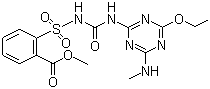 CAS 登录号：97780-06-8, 胺苯磺隆, 2-[(4-乙氧基-6-甲胺基-1,3,5-三嗪-2-基)氨基甲酰基氨基磺酰基]苯甲酸甲酯