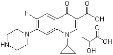 CAS # 97867-33-9, Ciprofloxacin lactate, 1-Cyclopropyl-6-fluoro-1,4-dihydro-4-oxo-7-(1-piperazinyl)-3-quinolinecarboxylic acid lactate