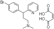 CAS # 980-71-2, Brompheniramine hydrogen maleate, 1-p-Bromophenyl-1-(2-pyridyl)-3-dimethylaminopropane maleate, 1-(N,N-Dimethylamino)-3-(p-bromophenyl)-3-(alpha-pyridyl)propane maleate