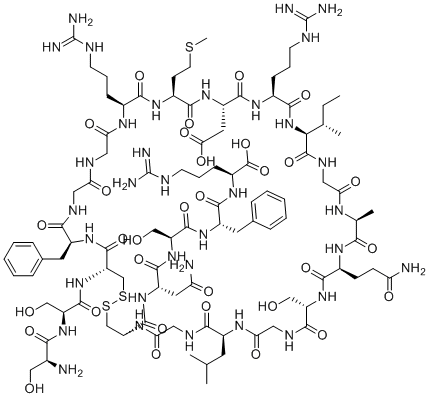 CAS # 98929-56-7, Atrial natriuretic factor (5-27), N2-({(4R,10S,16S,19S,22S,28S,31S,34S,37S,40S,49S,52R)-19-(3-Amino-3-oxopropyl)-49-benzyl-28-[(2S)-2-butanyl]-31,40-bis(3-carbamimidamidopropyl)-34-(carboxymethyl)-16-(hydroxymethyl)-10-isobutyl-22-m ethyl-37-[2-(methylsulfanyl)ethyl]-6,9,12,15,18,21,24,27,30,33,36,39,42,45,48,51-hexadecaoxo-52-[(L-seryl-L-seryl)amino]-1,2-dithia-5,8,11,14,17,20,23,26,29,32,35,38,41,44,47,50-hexadecaazacyclotripen tacontan-4-yl}carbonyl)-L-asparaginyl-L-seryl-L-phenylalanyl-L-arginine