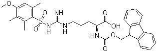 structure of CAS# 98930-01-9, N-Fmoc-N'-(4-甲氧基-2,3,6-三甲基苯磺酰基)-L-精氨酸