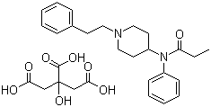 CAS # 990-73-8, Fentanyl citrate, N-(Phenyl)-N-(1-[2-phenylethyl]-4-piperidinyl)propanamide citrate