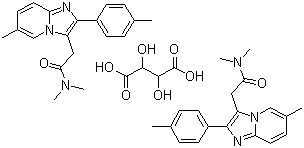 CAS 登录号：99294-93-6, 酒石酸唑吡坦, 2-(4-甲基苯基)-N,N,6-三甲基咪唑并[1,2-a]吡啶-3-乙酰胺酒石酸盐